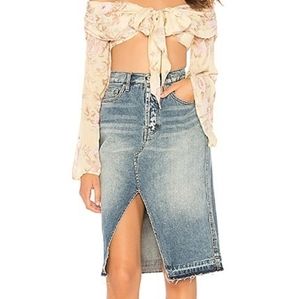 Free People Denim Midi Skirt
